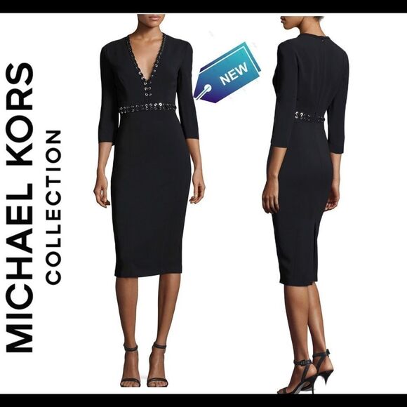 NWT Michael Kors collection Grommet-Trim V-Neck